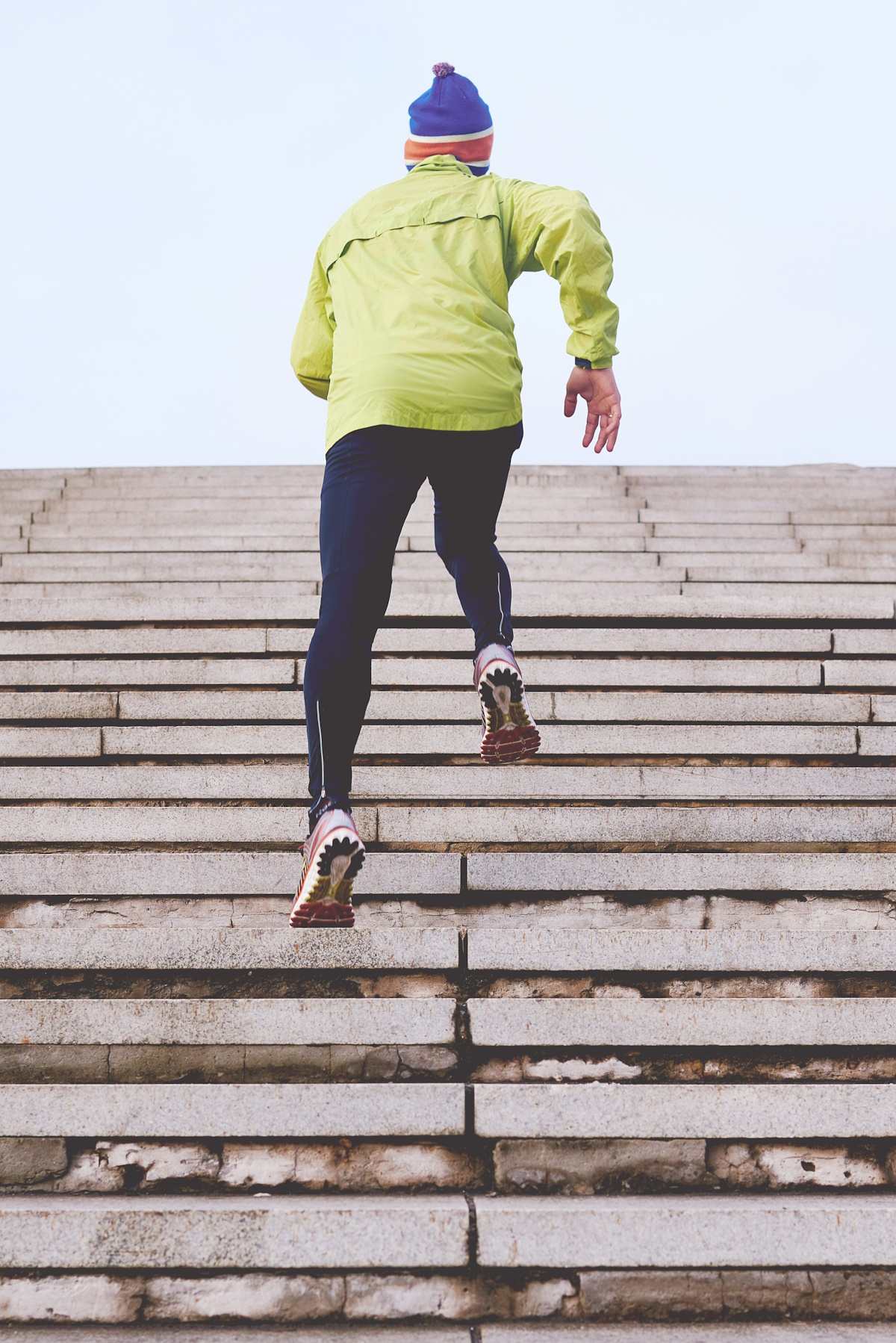 A man working out on stairs